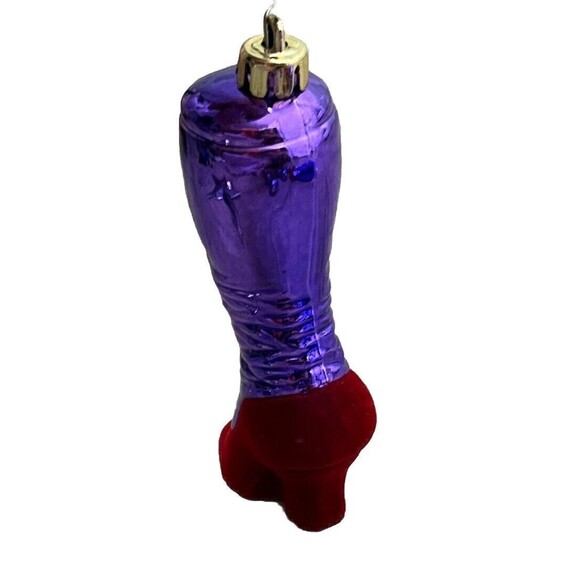 Christmas Ornaments Boots‎ High Heel Victorian Spats Purple Red Flock Set 6 Ikea - Picture 5 of 5